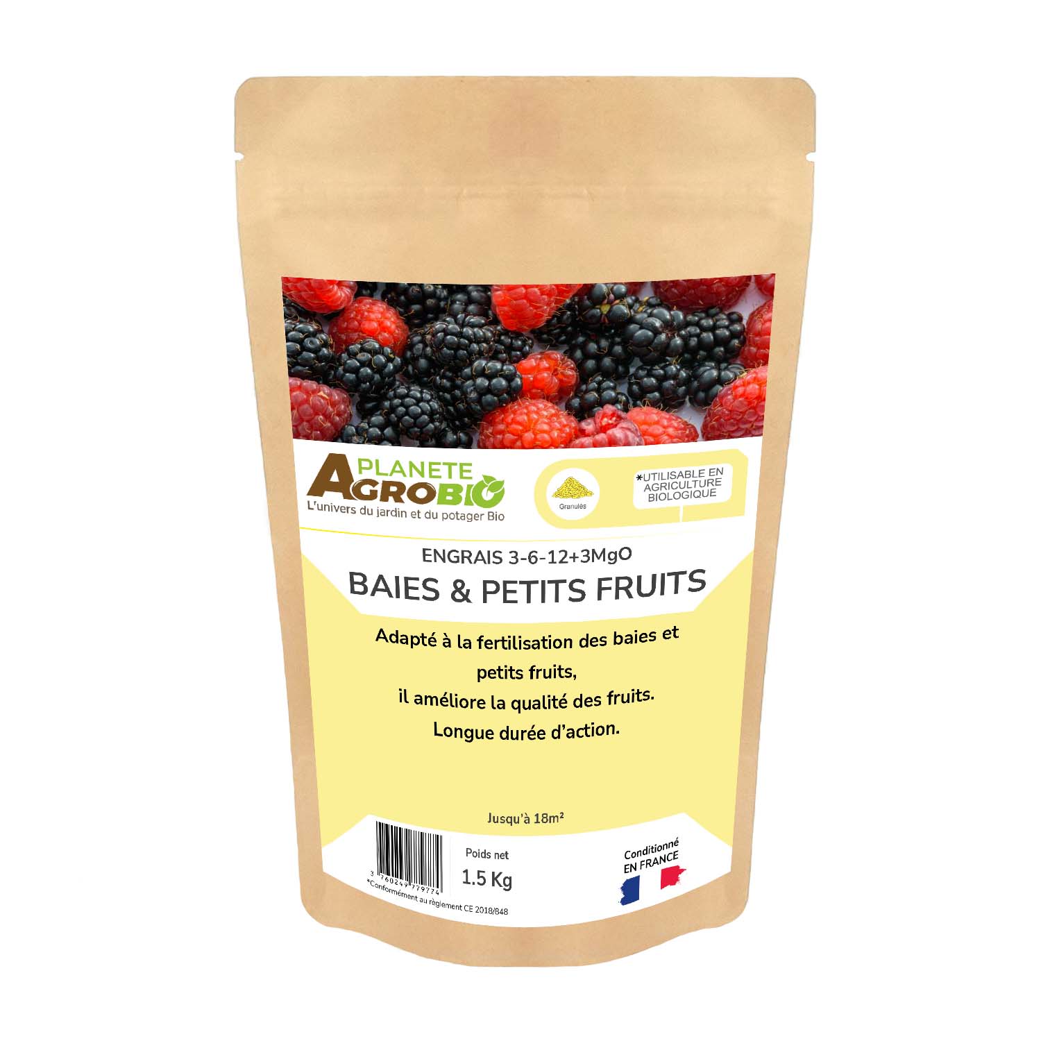 Engrais micro granulés baies et petits fruits 1.5kg (NPK 3-6-12)