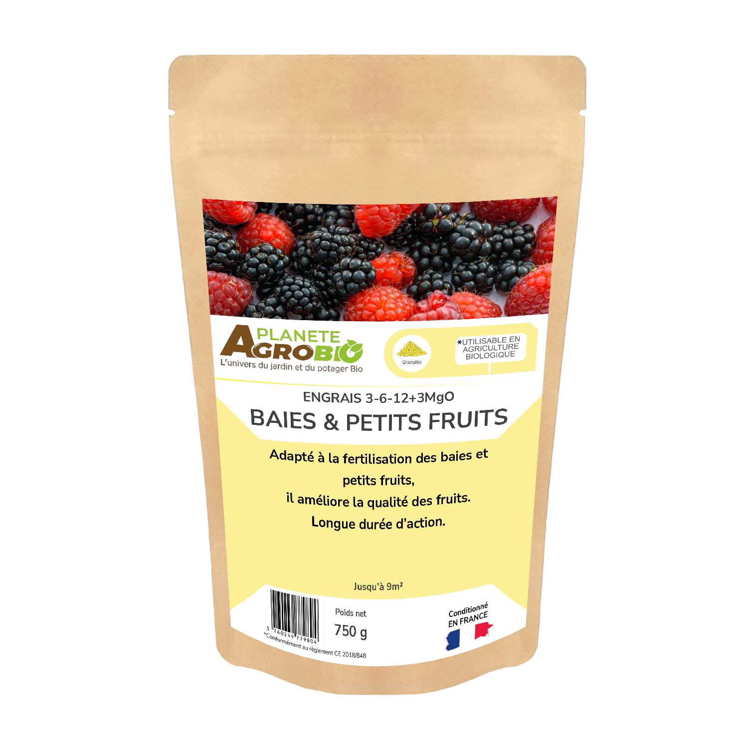 Engrais micro granulés baies et petits fruits 750g (NPK 3-6-12)