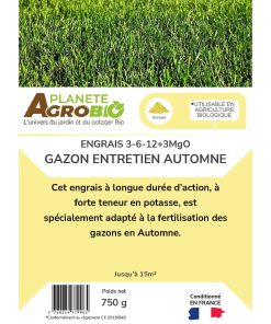 Engrais micro granulés gazon entretien automne 750g (NPK 3-6-12) – Image 3