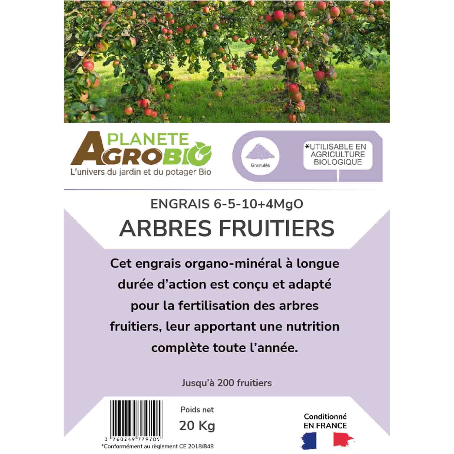 Engrais micro granulés arbres fruitiers 20kg (NPK 6-5-10) – Image 3