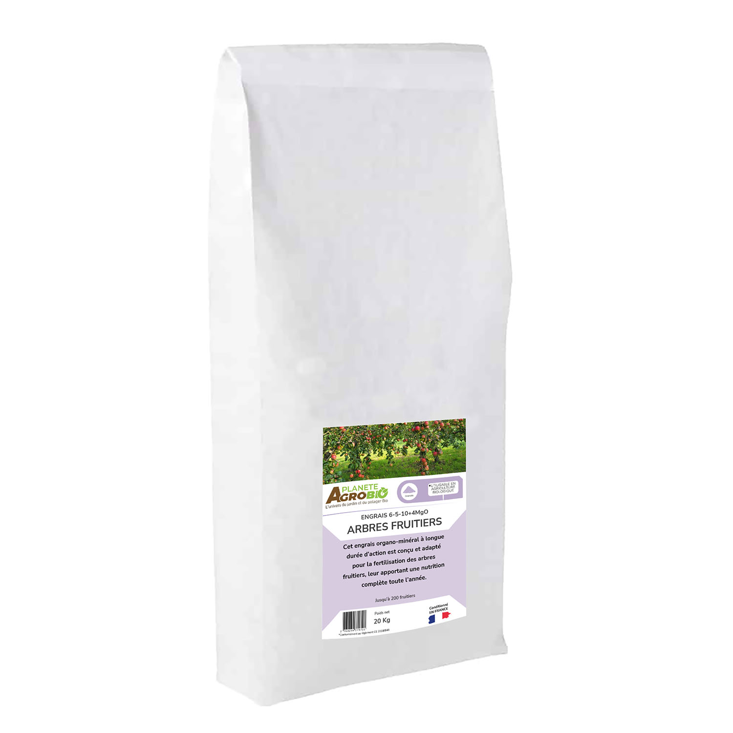 Engrais micro granulés arbres fruitiers 20kg (NPK 6-5-10)