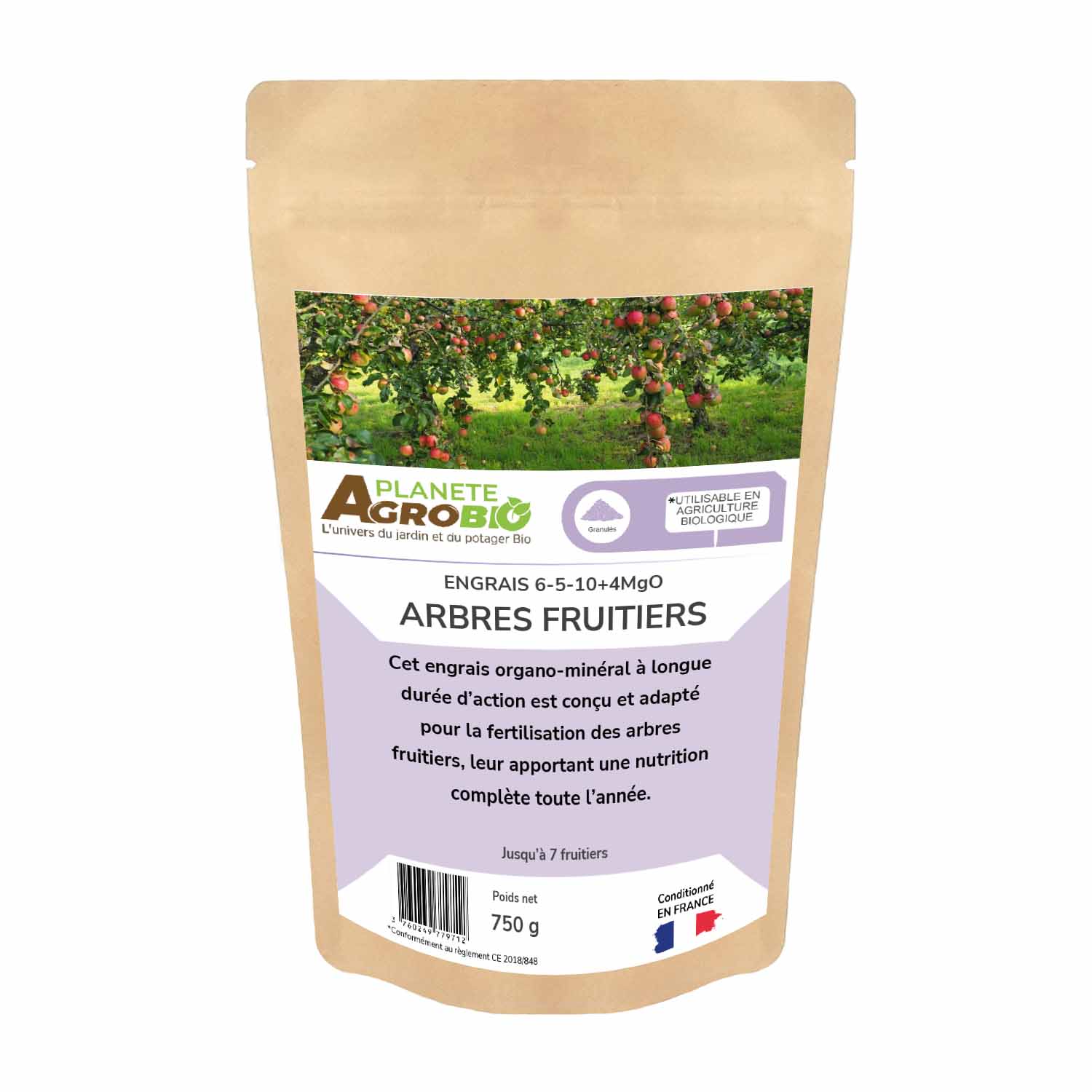 Engrais micro granulés arbres fruitiers 750g (NPK 6-5-10)