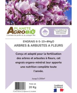 Engrais micro granulés arbres et arbustes à fleurs 20Kg (NPK 6-5-10) – Image 3