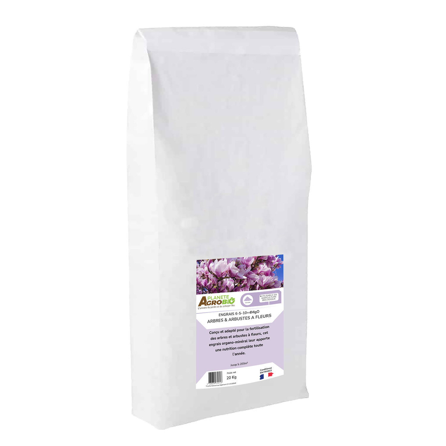 Engrais micro granulés arbres et arbustes à fleurs 20Kg (NPK 6-5-10)