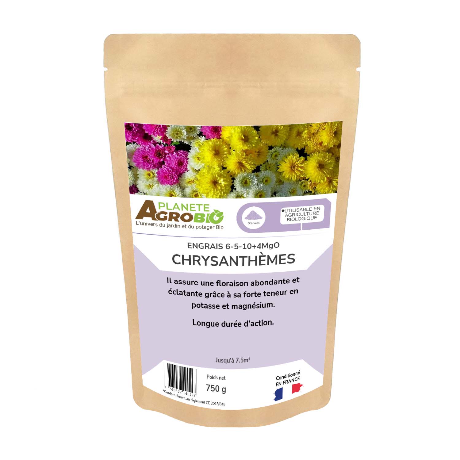 Engrais micro granulés chrysanthèmes 750g (NPK 6-5-10)
