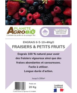 Engrais micro granulés fraisiers & petits fruits 20Kg (NPK 6-5-10) – Image 3