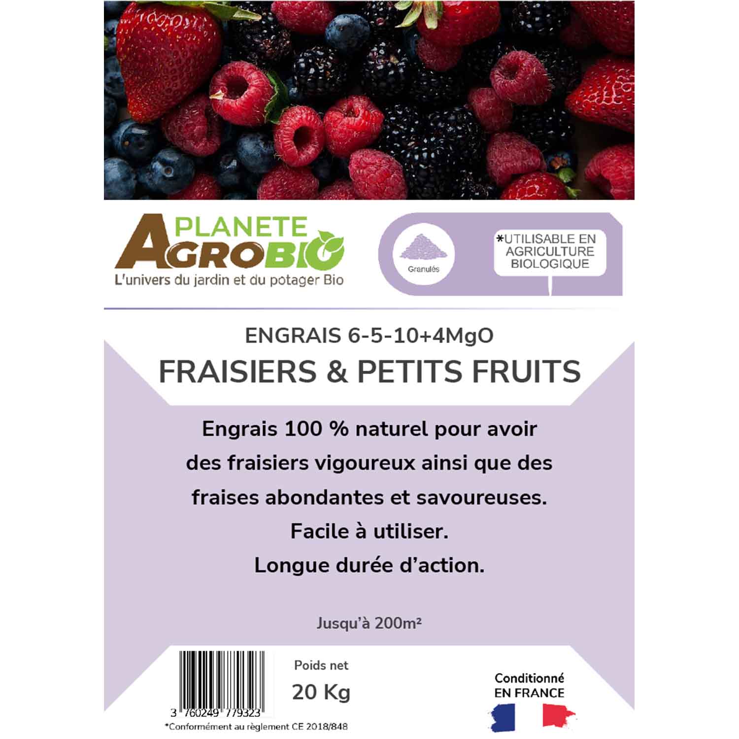 Engrais micro granulés fraisiers & petits fruits 20Kg (NPK 6-5-10) – Image 3