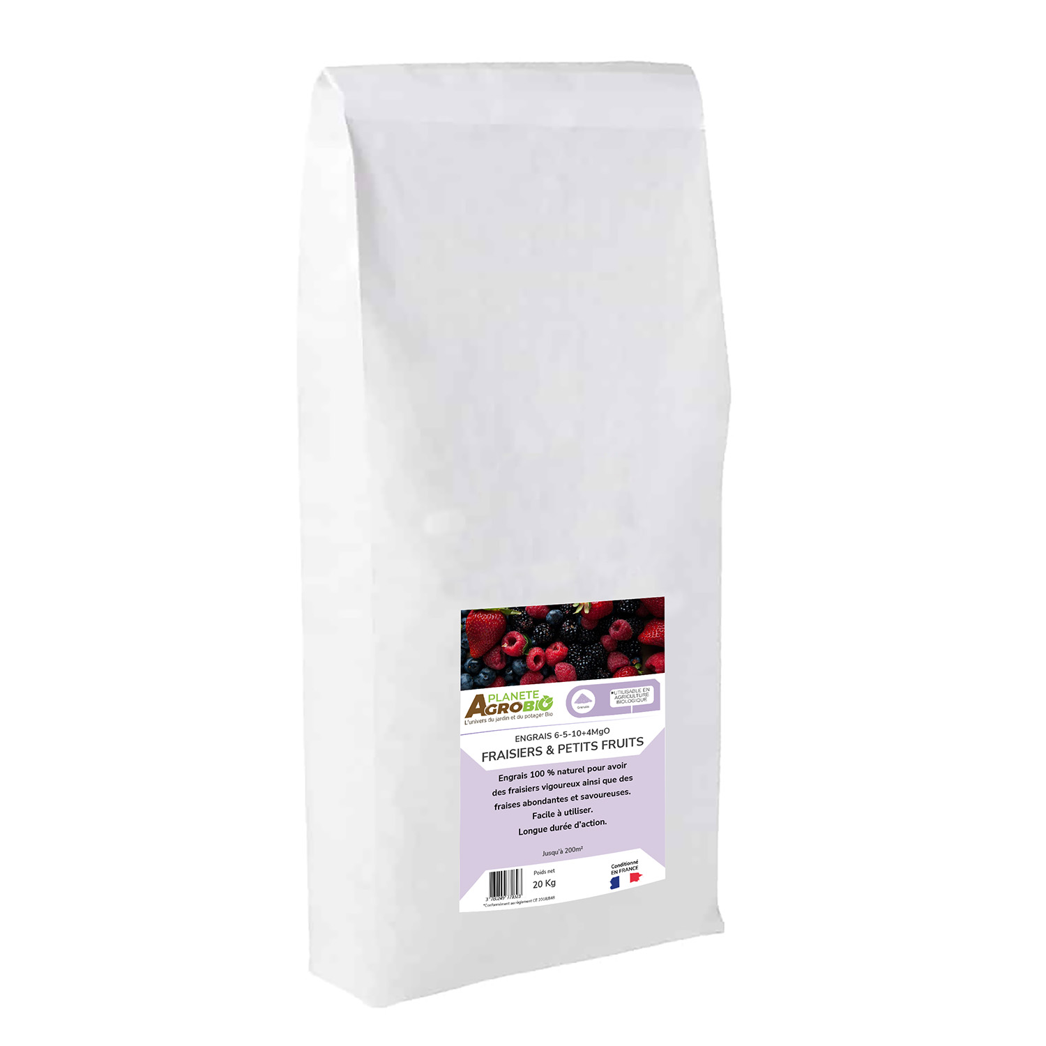 Engrais micro granulés fraisiers & petits fruits 20Kg (NPK 6-5-10)