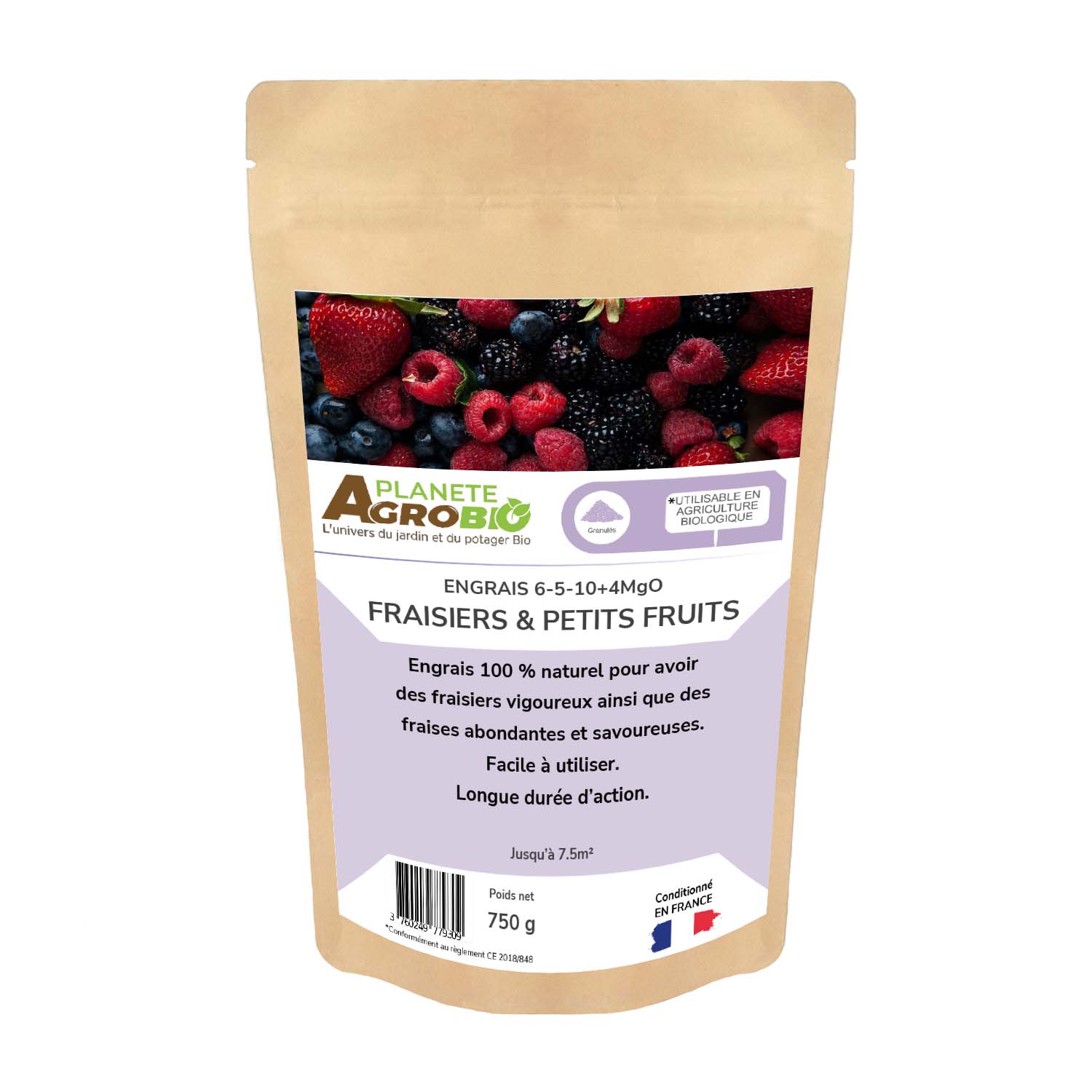 Engrais micro granulés fraisiers & petits fruits 750g (NPK 6-5-10)