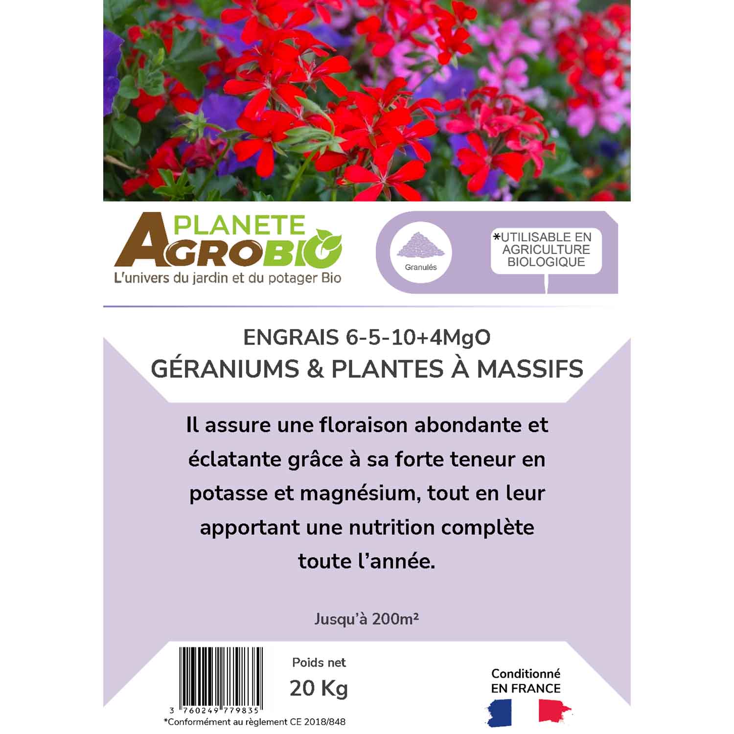 Engrais micro granulés géraniums & plantes à massifs 20Kg (NPK 6-5-10) – Image 3