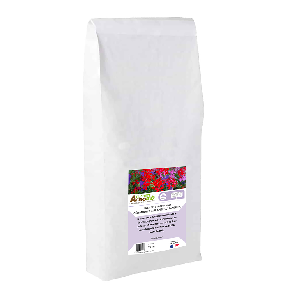 Engrais micro granulés géraniums & plantes à massifs 20Kg (NPK 6-5-10)