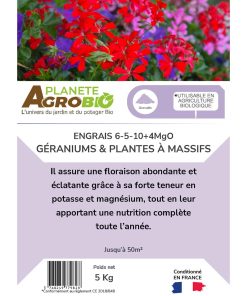 Engrais micro granulés géraniums & plantes à massifs 5Kg (NPK 6-5-10) – Image 3