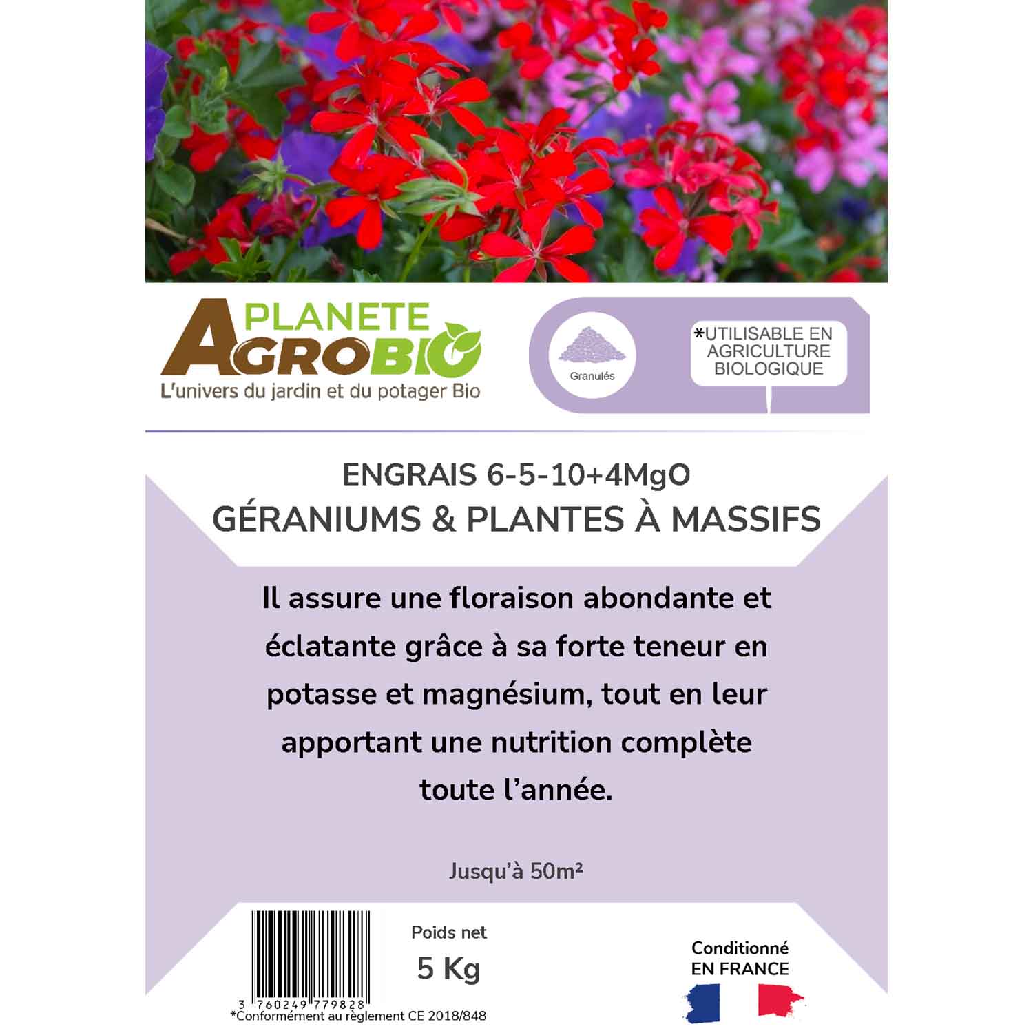 Engrais micro granulés géraniums & plantes à massifs 5Kg (NPK 6-5-10) – Image 3