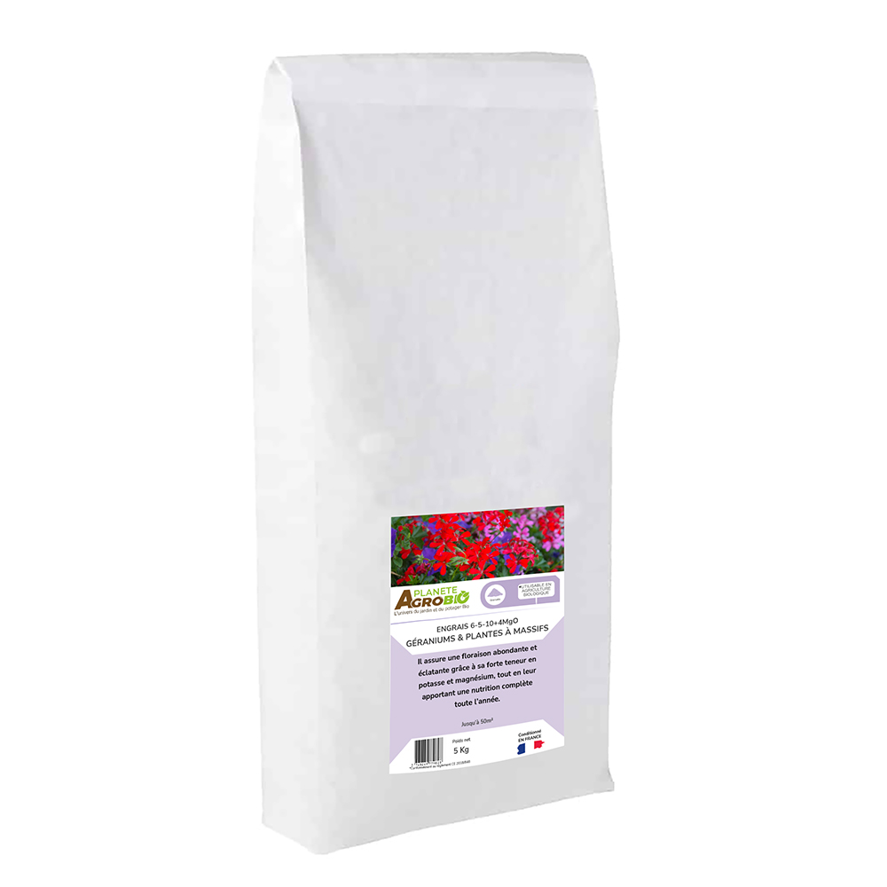 Engrais micro granulés géraniums & plantes à massifs 5Kg (NPK 6-5-10)