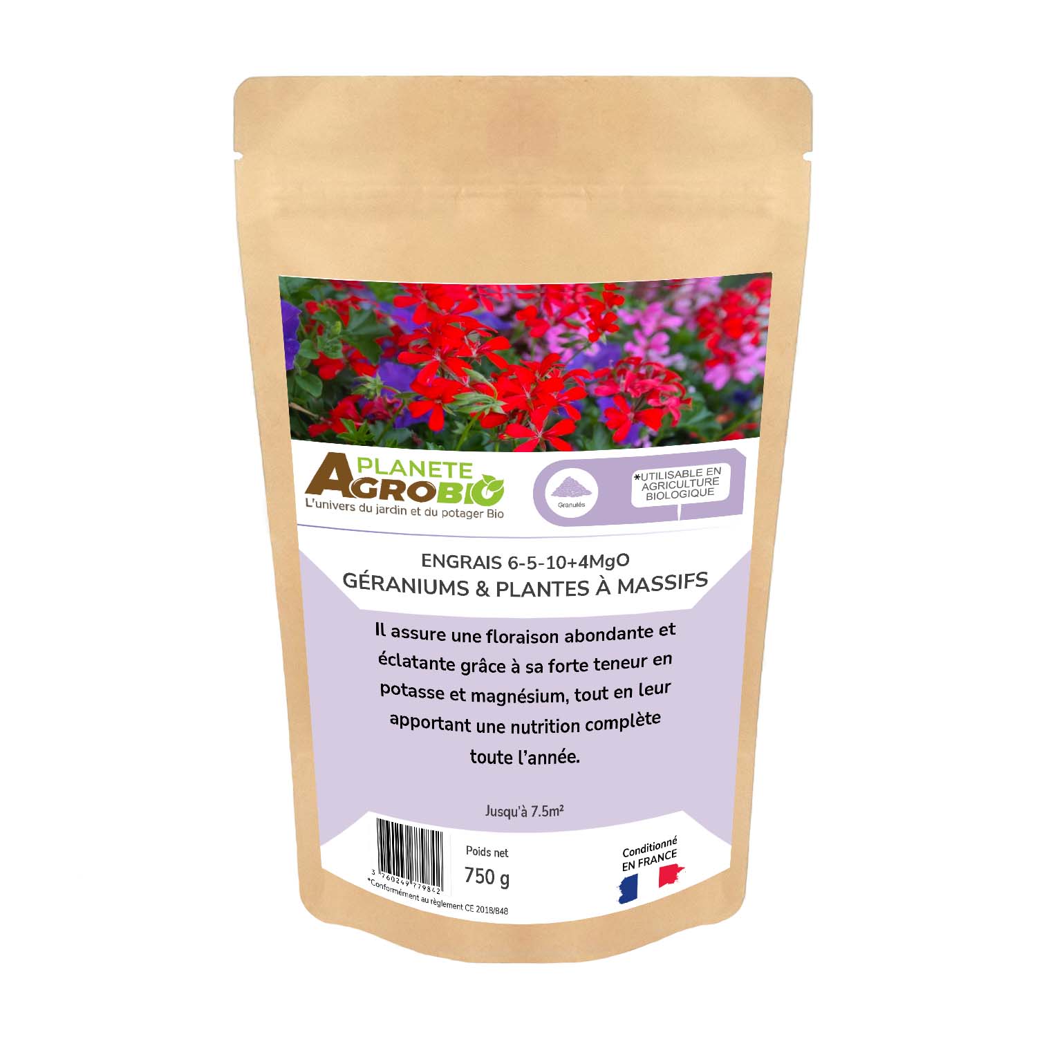 Engrais micro granulés géraniums & plantes à massifs 750g (NPK 6-5-10)