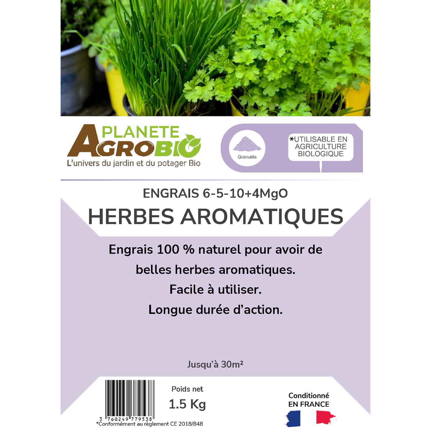 Engrais micro granulés herbes aromatiques 1.5kg (NPK 6-5-10) – Image 3