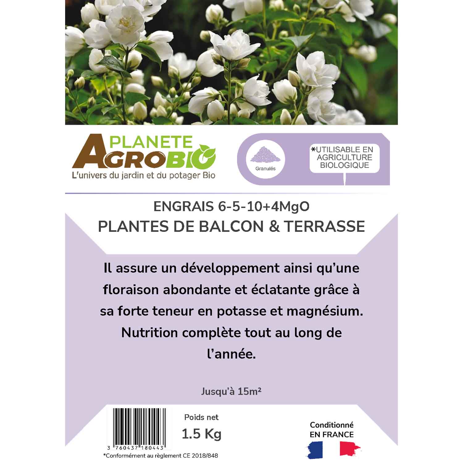 Engrais micro granulés plantes de balcon & terrasse 1.5Kg (NPK 6-5-10) – Image 3