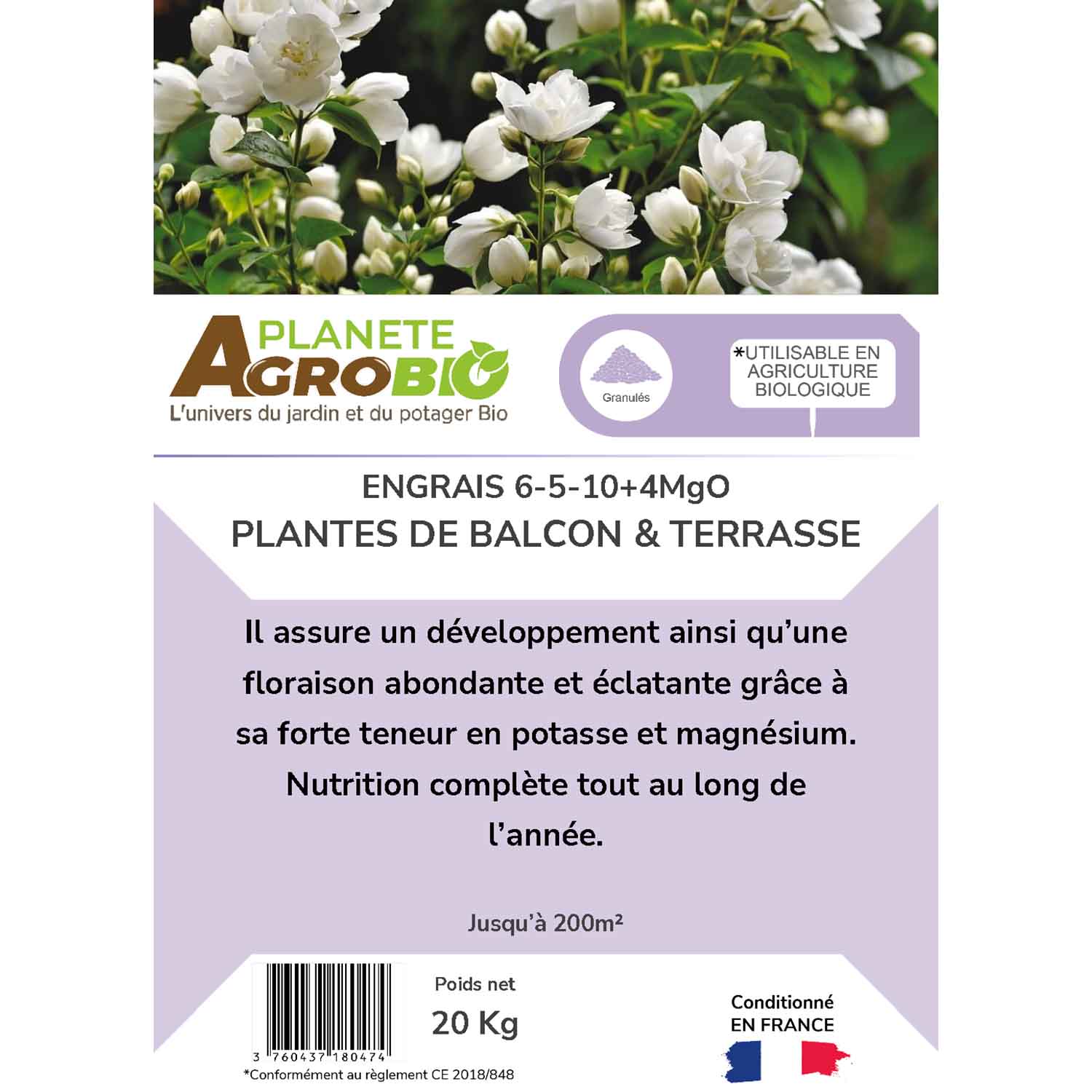 Engrais micro granulés plantes de balcon & terrasse 20Kg (NPK 6-5-10) – Image 3