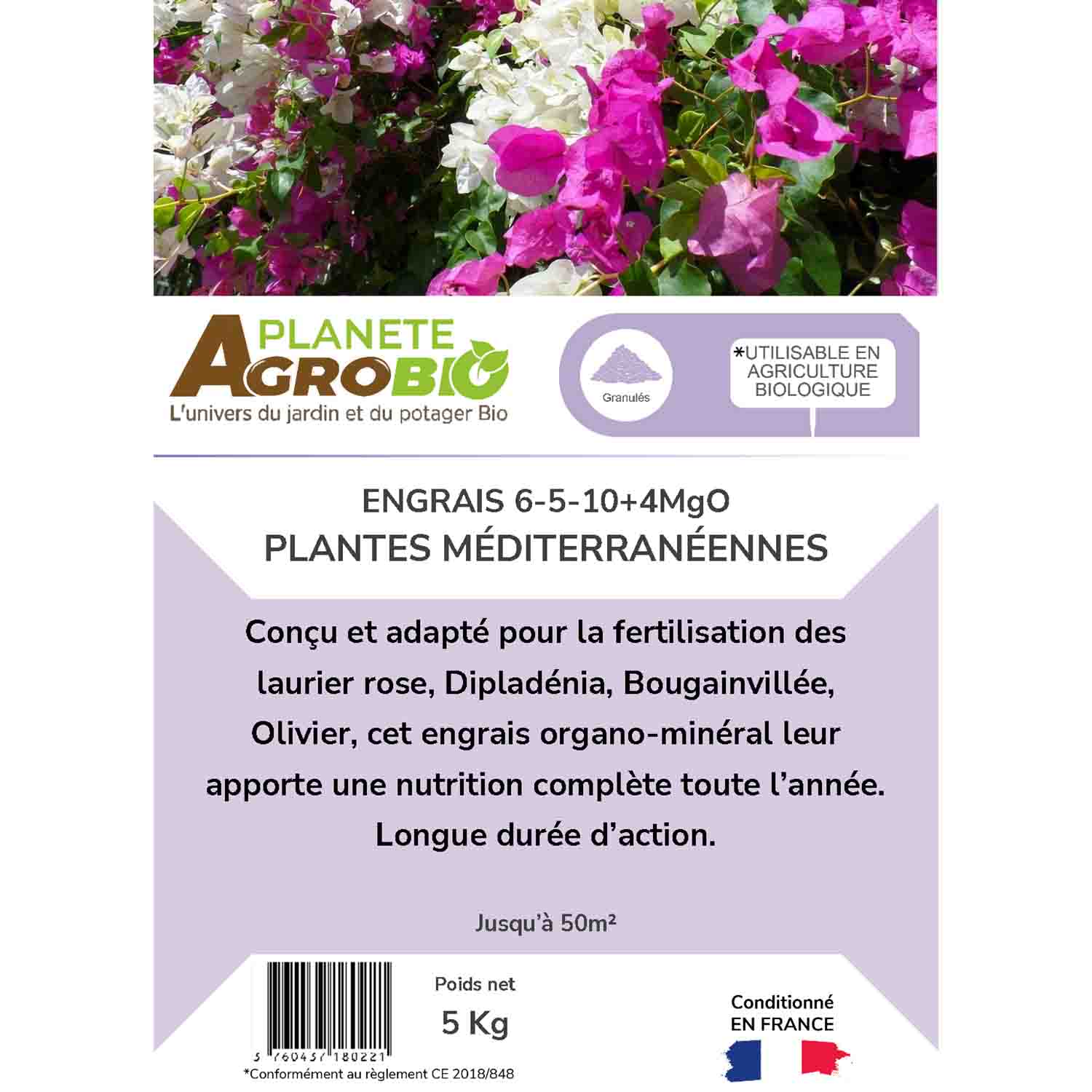 Engrais micro granulés plantes méditerranéennes 5kg (NPK 6-5-10) – Image 3
