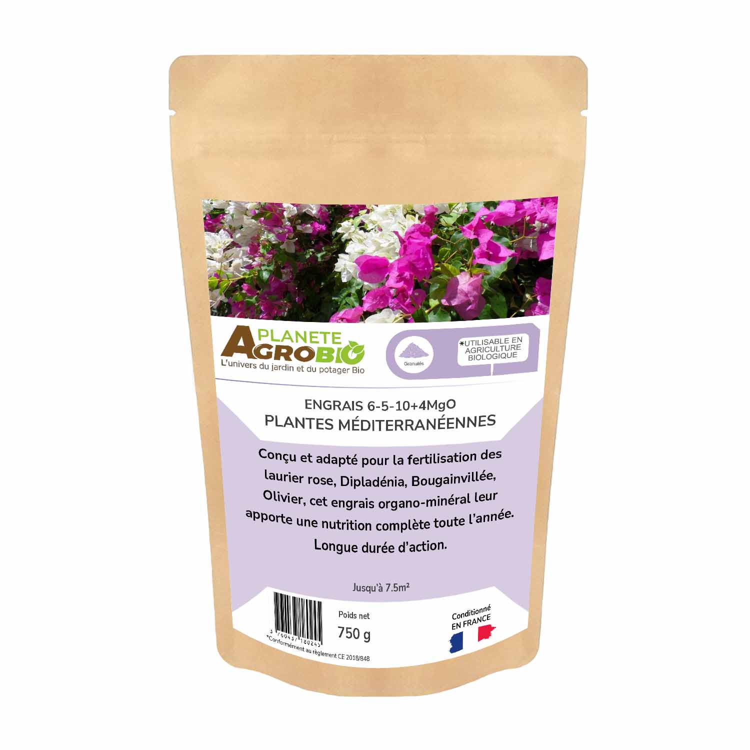 Engrais micro granulés plantes méditerranéennes 750g (NPK 6-5-10)