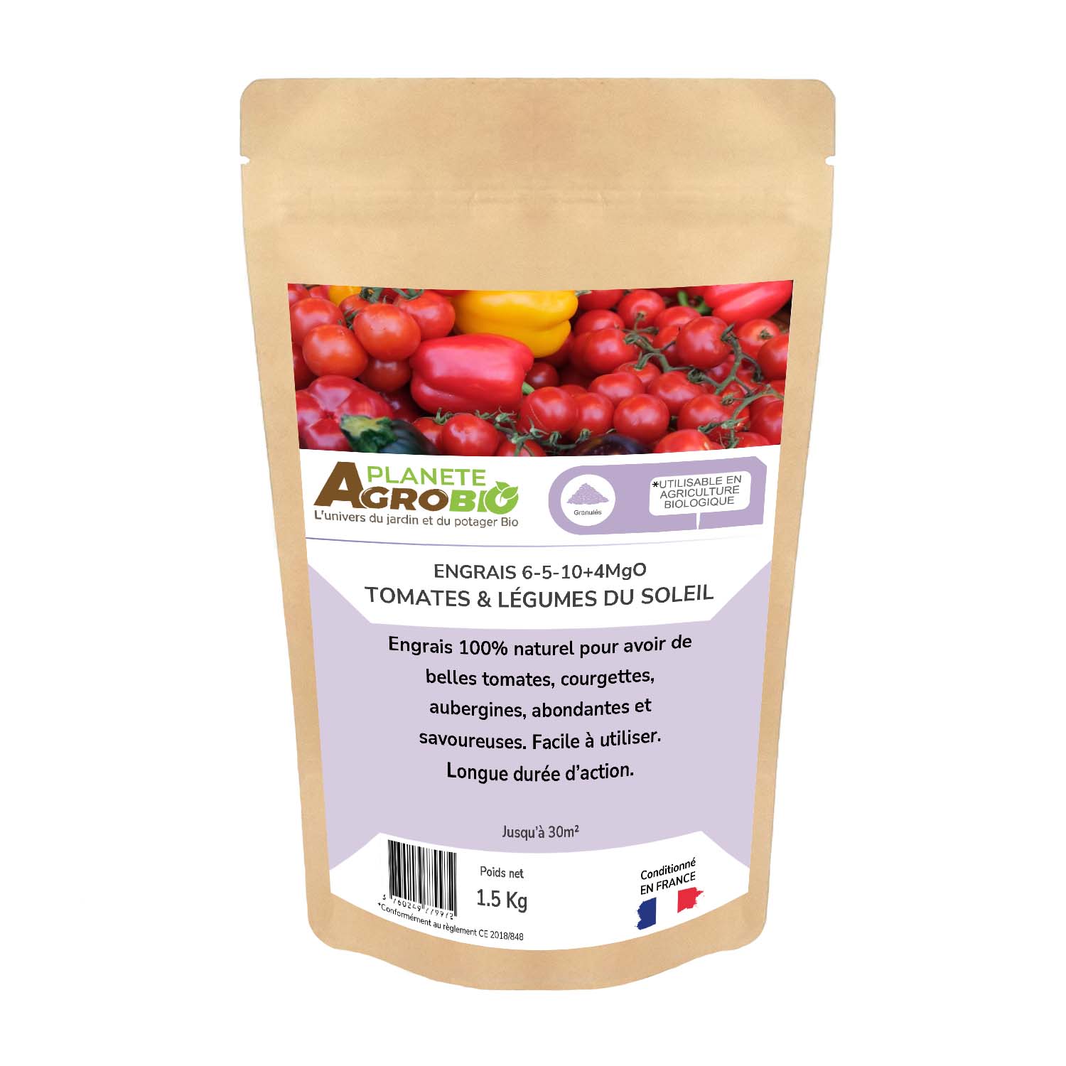 Engrais micro granulés tomates & légumes du soleil 1.5Kg (NPK 6-5-10)
