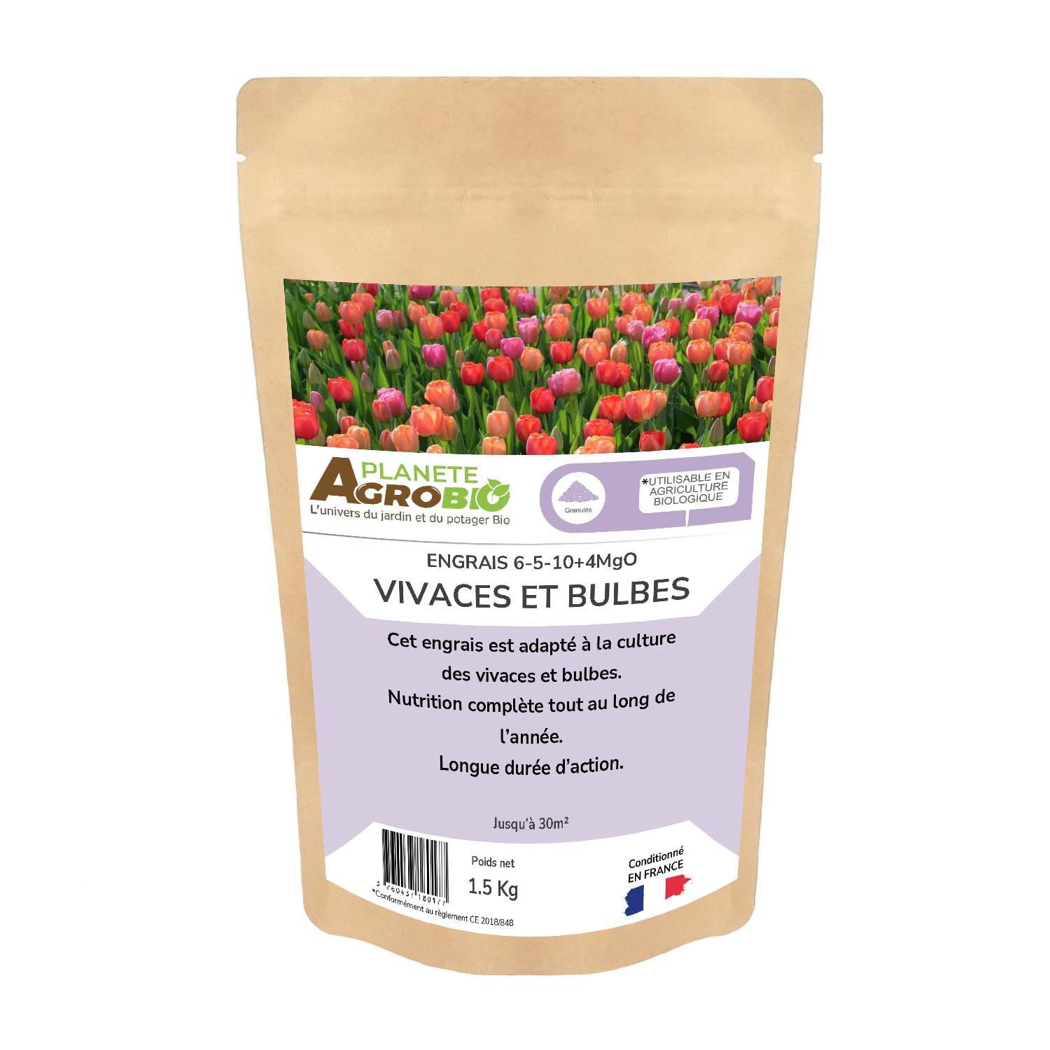 Engrais micro granulés vivaces et bulbes 1.5kg (NPK 6-5-10)