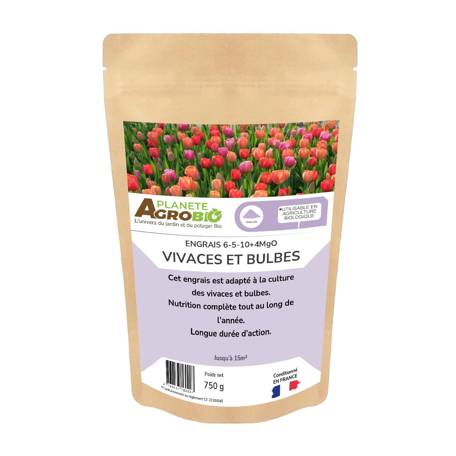 Engrais micro granulés vivaces et bulbes 750g (NPK 6-5-10)