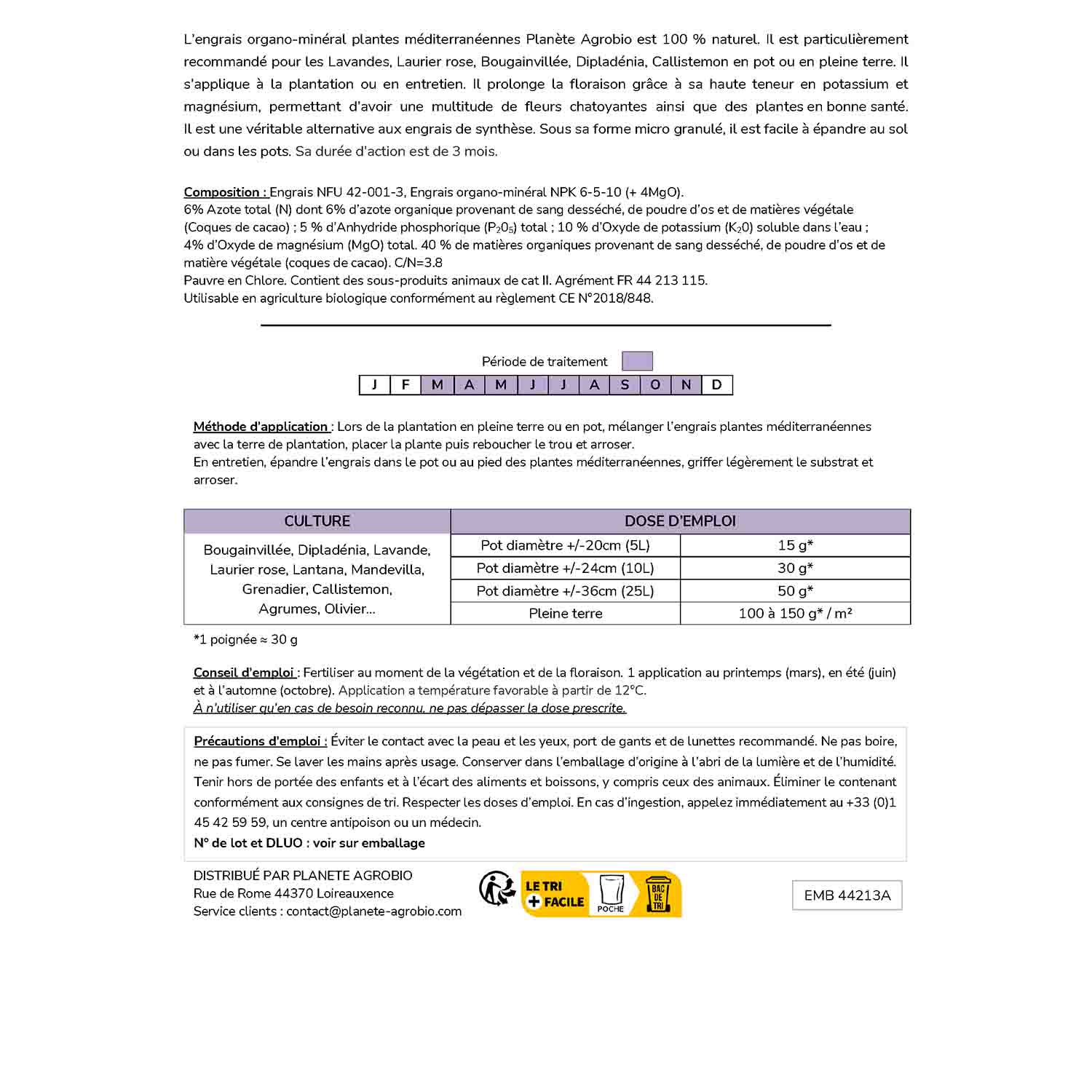 Engrais micro granulés plantes méditerranéennes 20kg (NPK 6-5-10) – Image 4