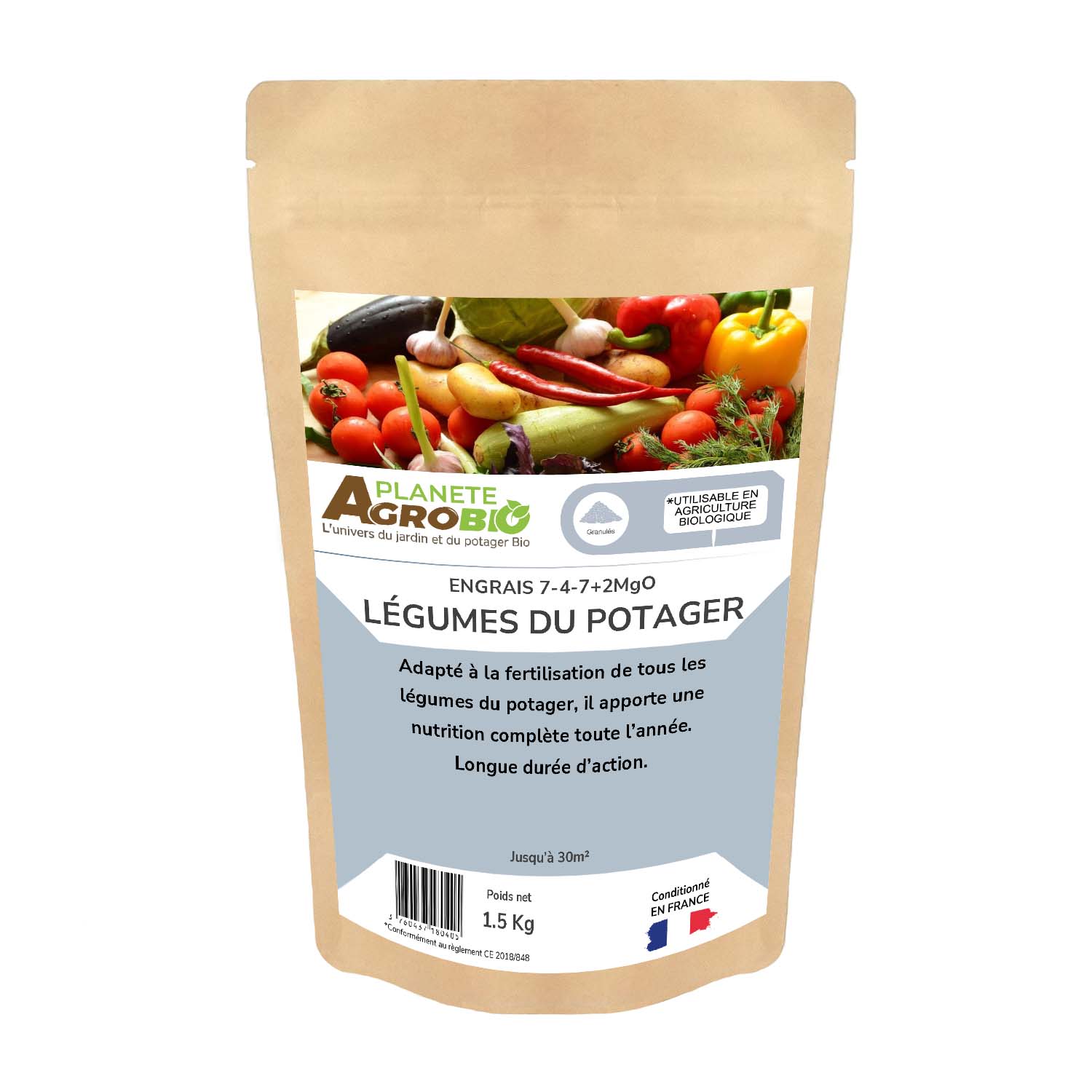 Engrais micro granulés légumes du potager 1.5Kg (NPK 7-4-7)