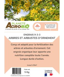 Engrais micro granulés arbres et arbustes d'ornement 5Kg (NPK 9-3-3) – Image 3