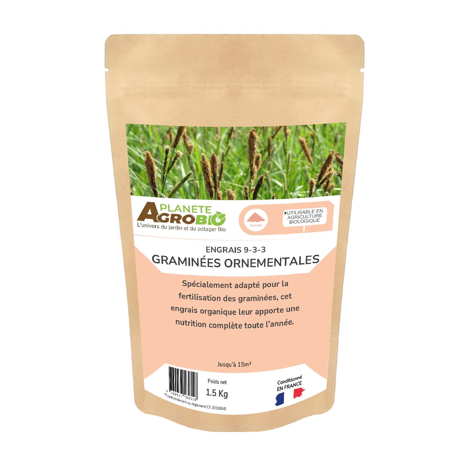 Engrais micro granulés graminées ornementales 1.5Kg (NPK 9-3-3)