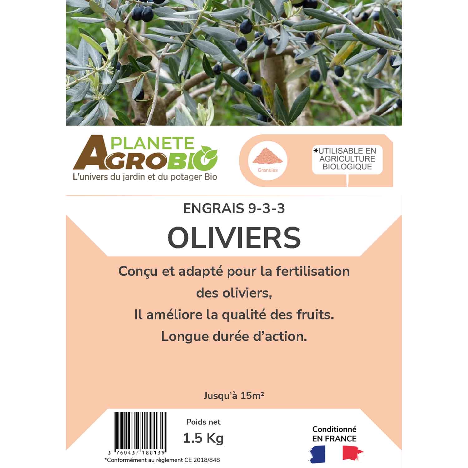 Engrais micro granulés oliviers 1.5kg (NPK 9-3-3) – Image 3