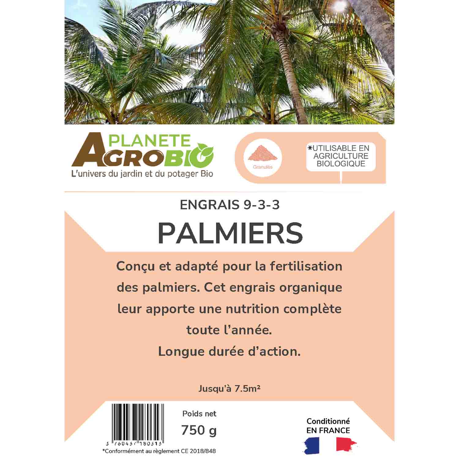 Engrais micro granulés palmiers 750g (NPK 9-3-3) – Image 3