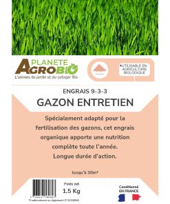 Engrais micro granulés gazon entretien 1.5Kg (NPK 9-3-3) – Image 3