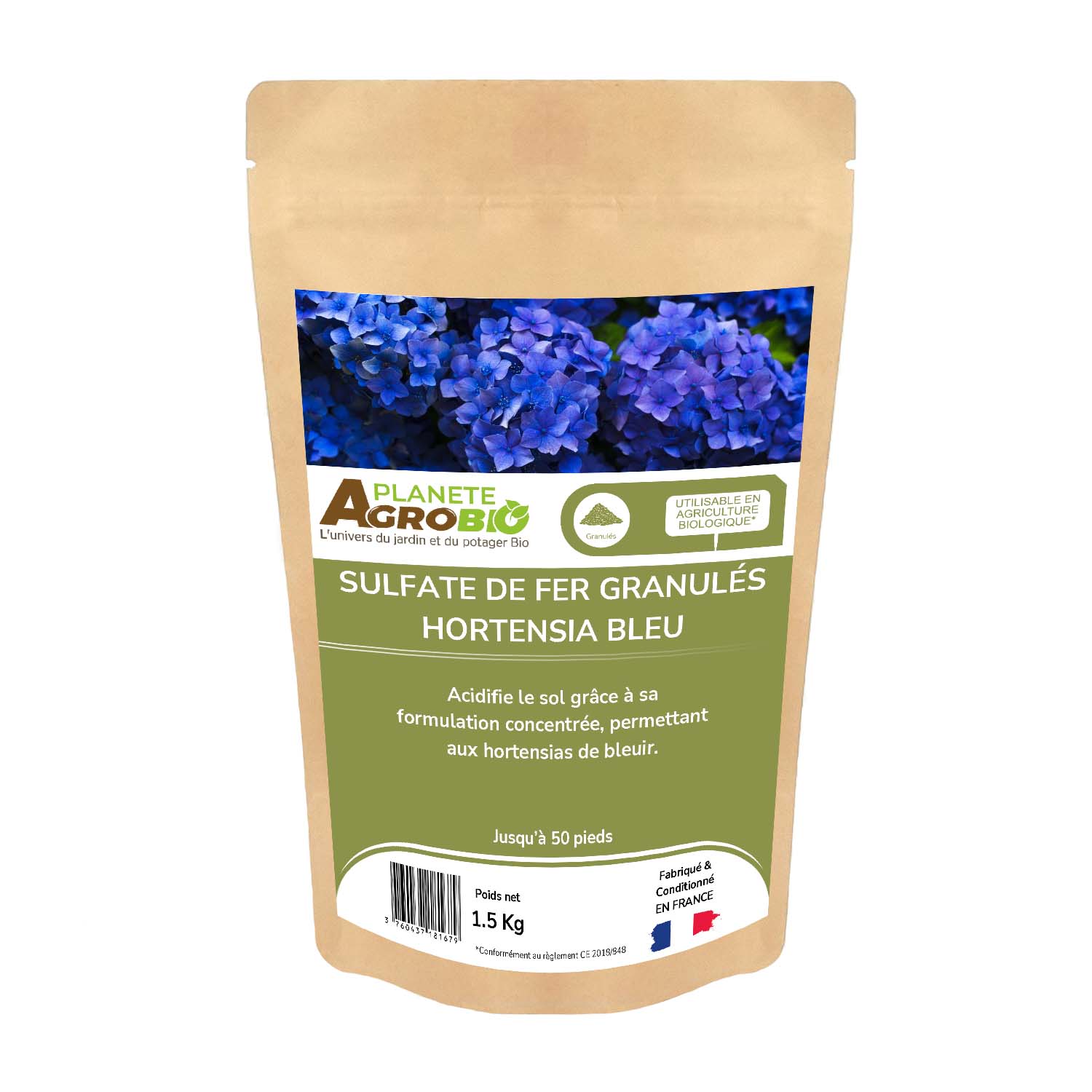 Sulfate de fer granulés hortensia bleu 1.5Kg