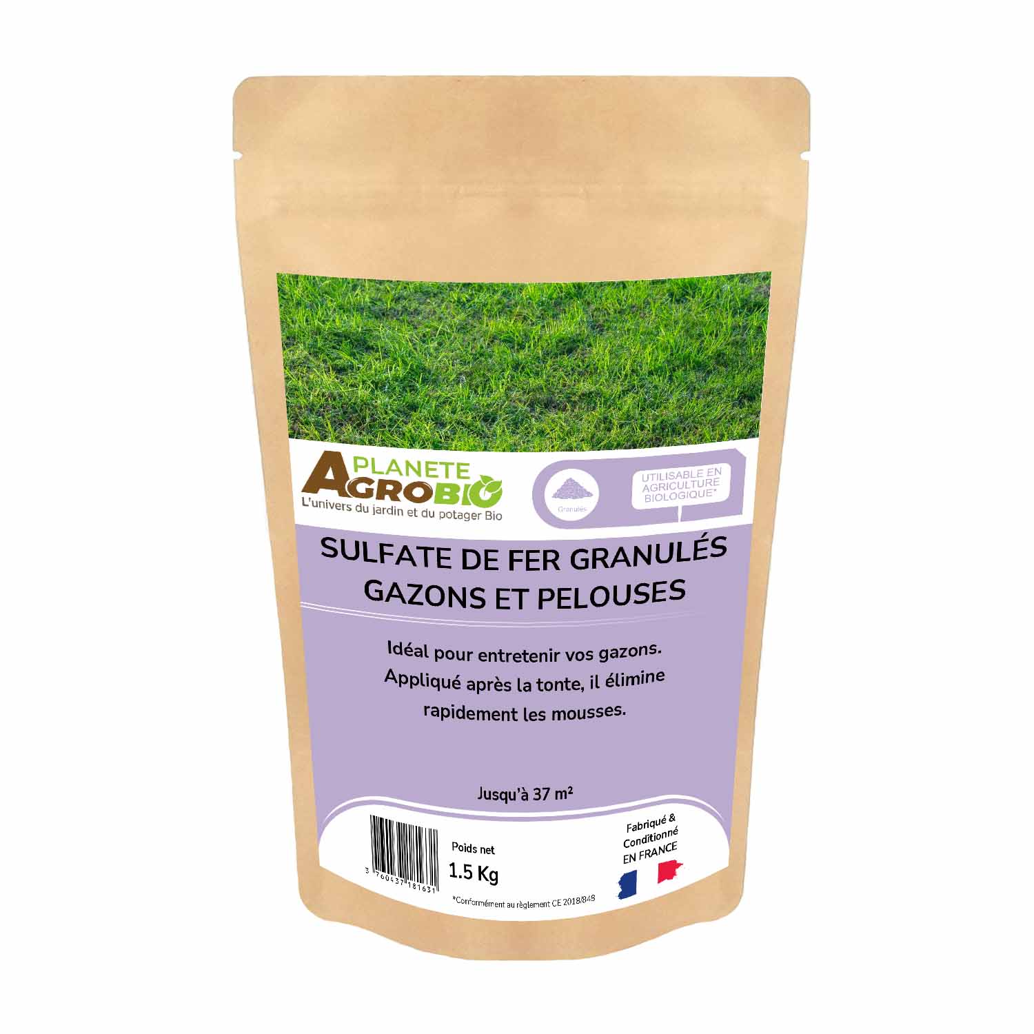 Sulfate de fer granulés gazon et pelouses 1.5Kg
