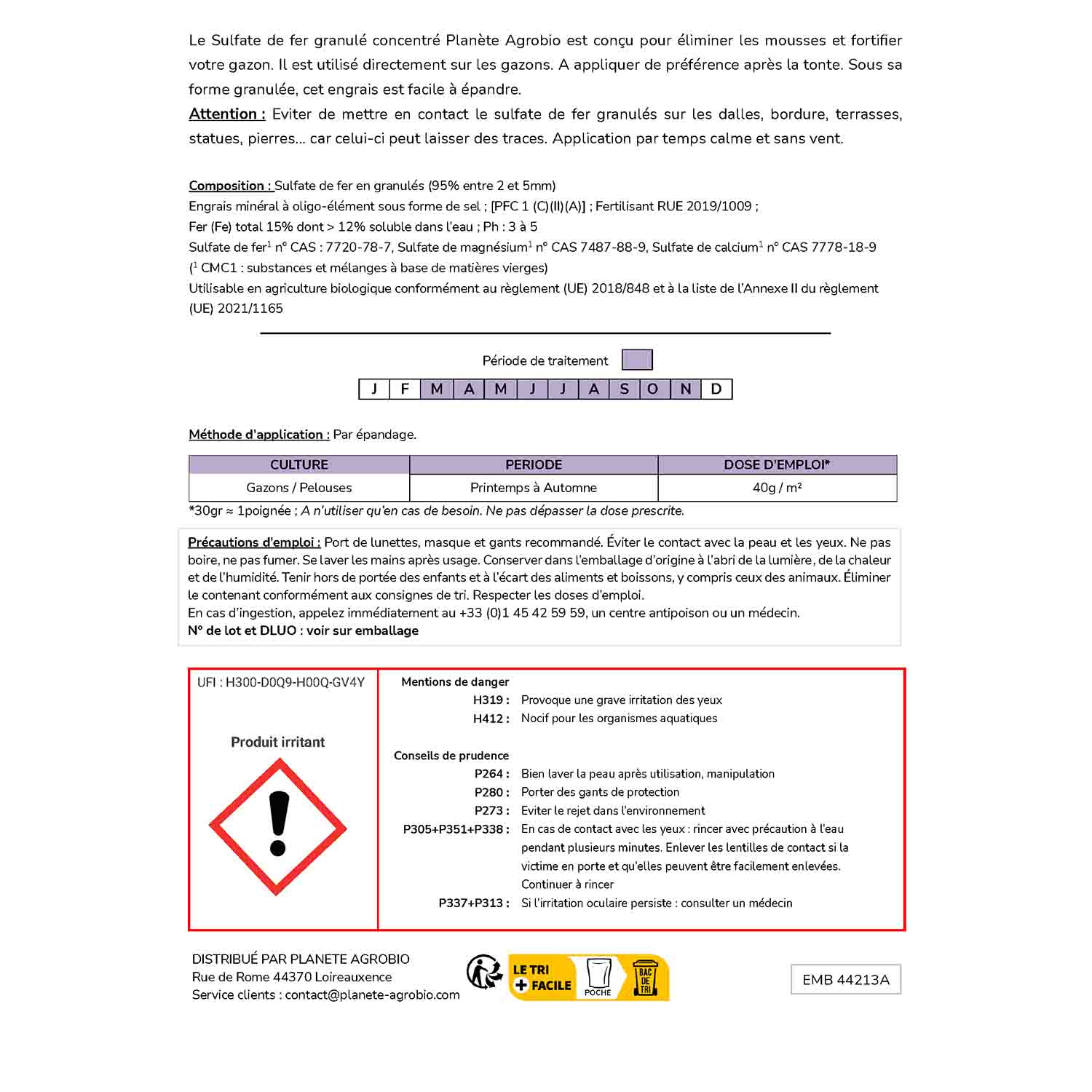 Sulfate de fer granulés gazon et pelouses 1.5Kg – Image 4