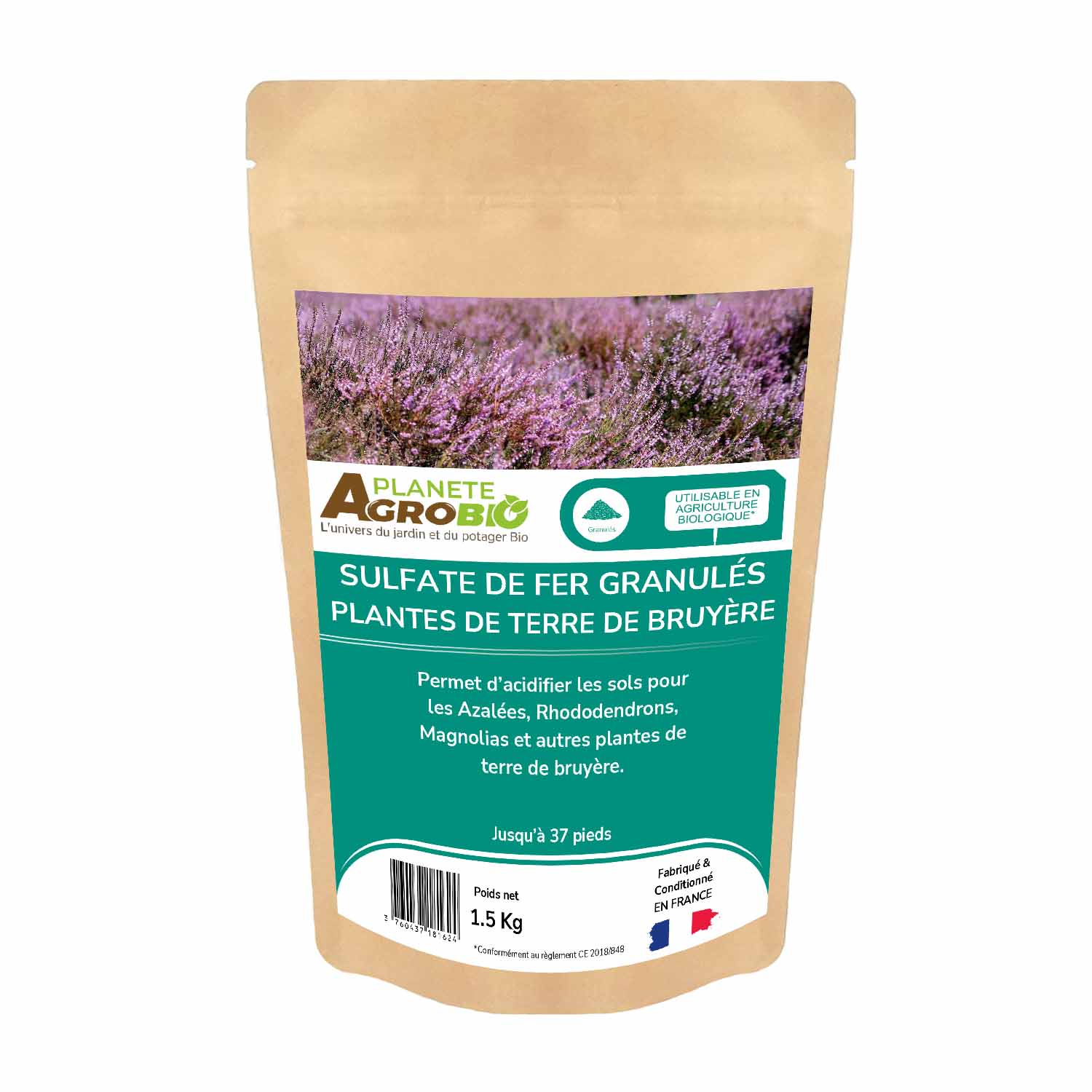 Sulfate de fer granulés plantes de terre de bruyère 1.5Kg