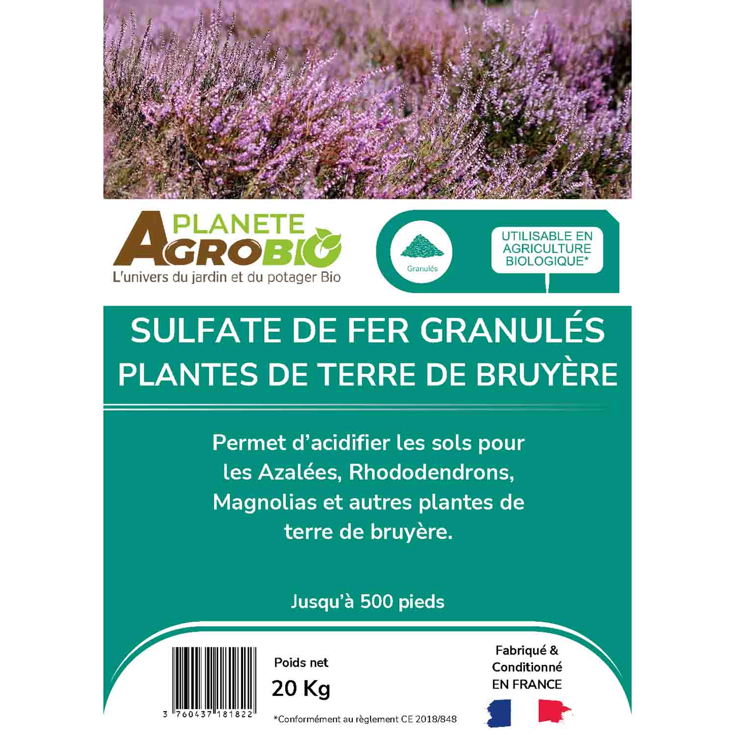 Sulfate de fer granulés plantes de terre de bruyère 20Kg – Image 3