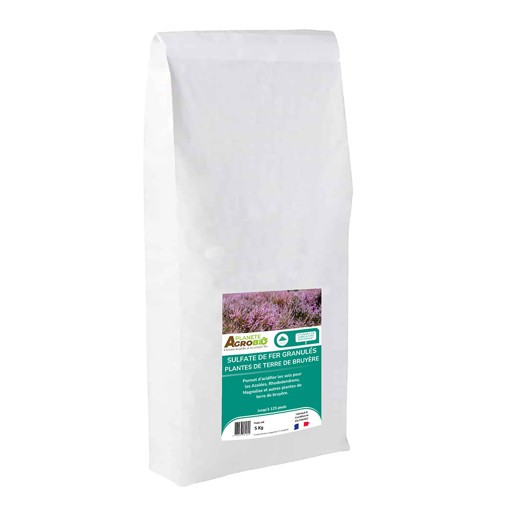 Sulfate de fer granulés plantes de terre de bruyère 5Kg