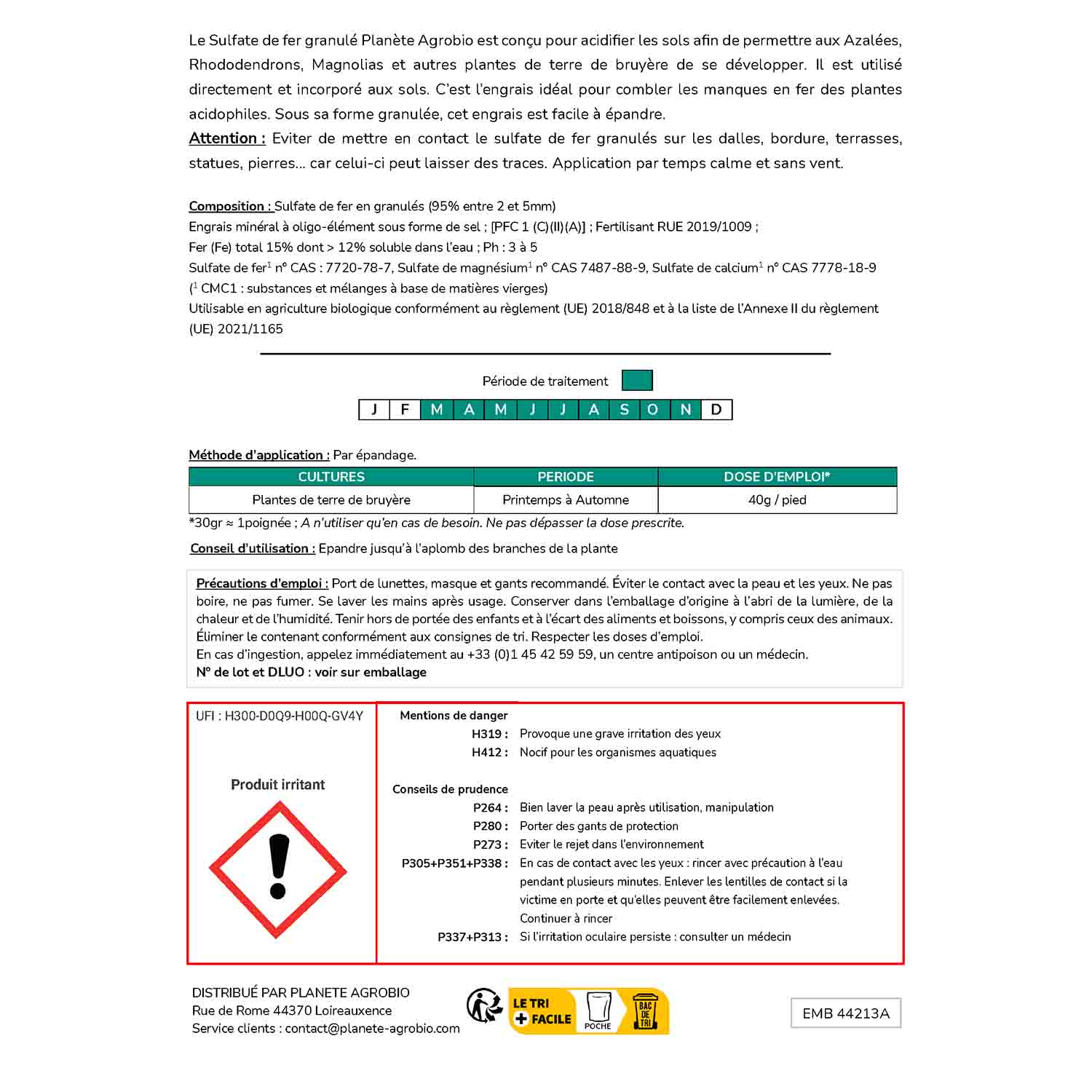 Sulfate de fer granulés plantes de terre de bruyère 1.5Kg – Image 4